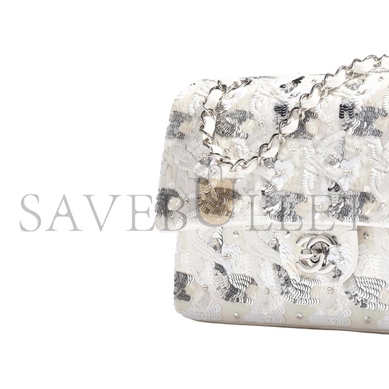 CHANEL MASTER 25S 11.12 EMBROIDERED SATIN SEQUIN SHOULDER BAG A01112 (25.5*15.5*6.5cm)